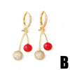 Wholesale Earrings Copper Fruit Cherry Design Electroplating