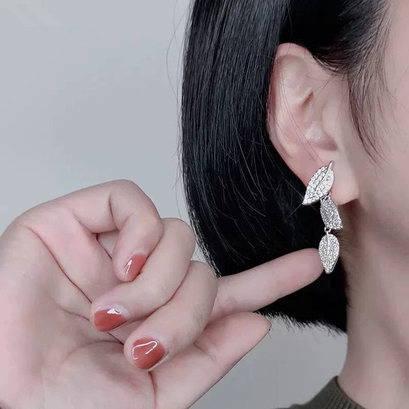 Wholesale Earrings Copper Geometric And Leaf Pattern Internet Celebrity Style For Women