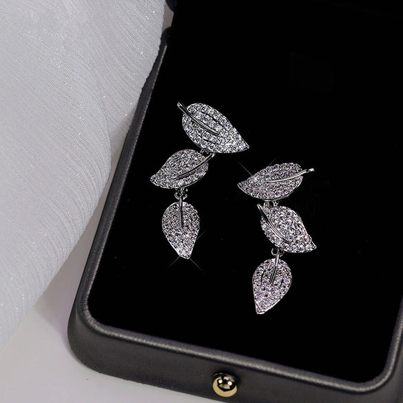 Wholesale Earrings Copper Geometric And Leaf Pattern Internet Celebrity Style For Women