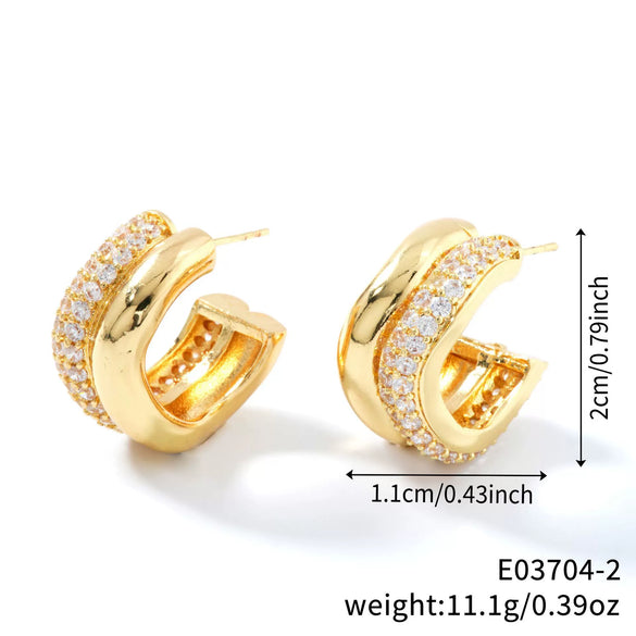 Wholesale Earrings Copper Geometric Crescentshaped Electroplating Elegant Retro Women's