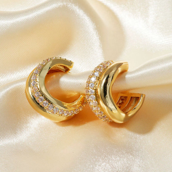 Wholesale Earrings Copper Geometric Crescentshaped Electroplating Elegant Retro Women's