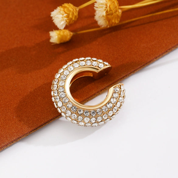 Wholesale Earrings Copper Geometric Cshaped Set With Diamonds Unisex