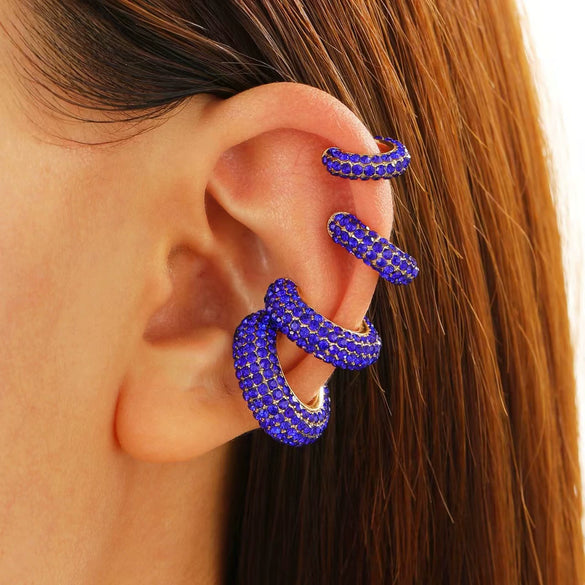 Wholesale Earrings Copper Geometric Cshaped Set With Diamonds Unisex