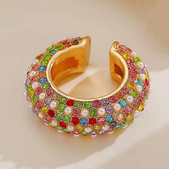 Wholesale Earrings Copper Geometric Cshaped Set With Diamonds Unisex