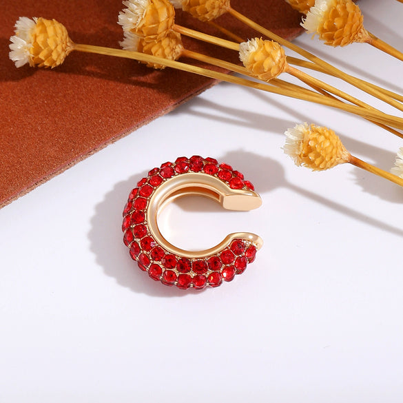 Wholesale Earrings Copper Geometric Cshaped Set With Diamonds Unisex