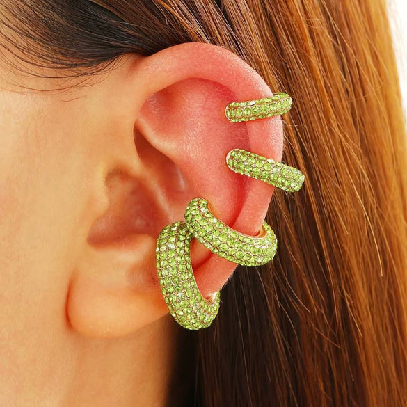 Wholesale Earrings Copper Geometric Cshaped Set With Diamonds Unisex