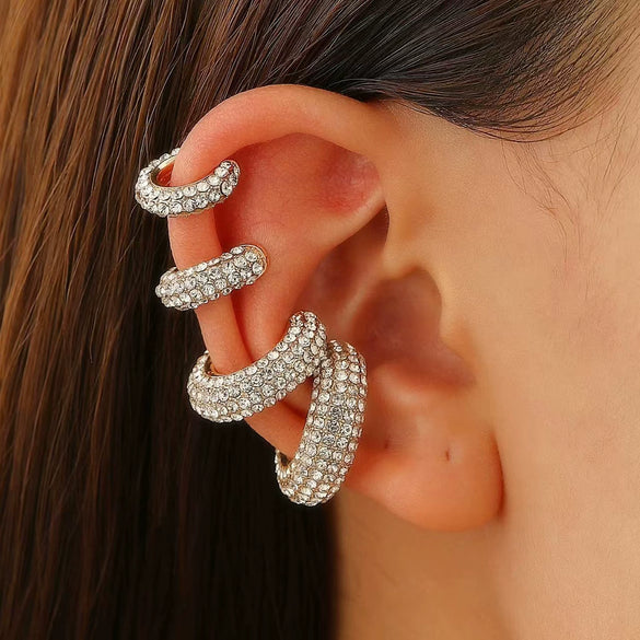 Wholesale Earrings Copper Geometric Cshaped Set With Diamonds Unisex