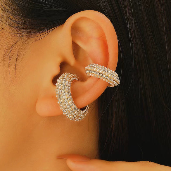 Wholesale Earrings Copper Geometric Cshaped Set With Diamonds Unisex