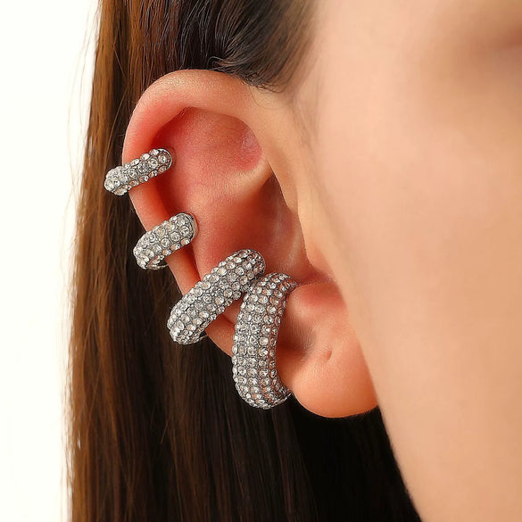 Wholesale Earrings Copper Geometric Cshaped Set With Diamonds Unisex