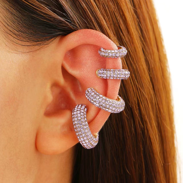 Wholesale Earrings Copper Geometric Cshaped Set With Diamonds Unisex