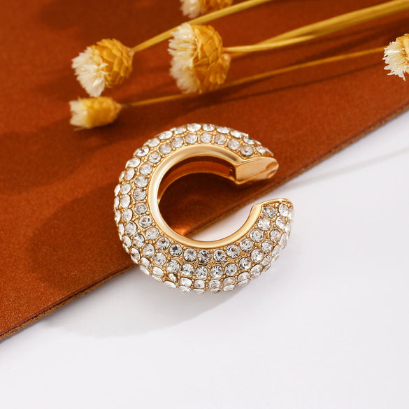 Wholesale Earrings Copper Geometric Cshaped Set With Diamonds Unisex