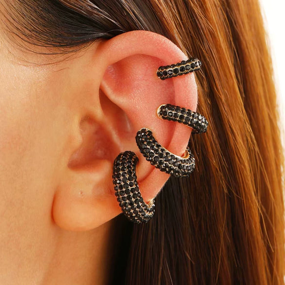 Wholesale Earrings Copper Geometric Cshaped Set With Diamonds Unisex