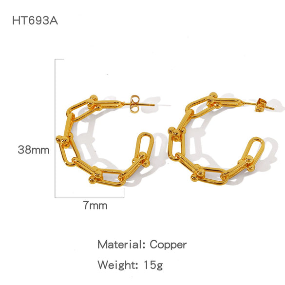 Wholesale Earrings Copper Geometric Cshaped Simple Style Electroplating Design For Women