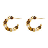 Wholesale Earrings Copper Geometric Cshaped Tiger's Eye Electroplating For Women Minimalist Light Luxury French Retro Style