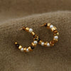 Wholesale Earrings Copper Geometric Cshaped Tiger's Eye Electroplating For Women Minimalist Light Luxury French Retro Style