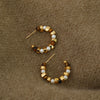 Wholesale Earrings Copper Geometric Cshaped Tiger's Eye Electroplating For Women Minimalist Light Luxury French Retro Style
