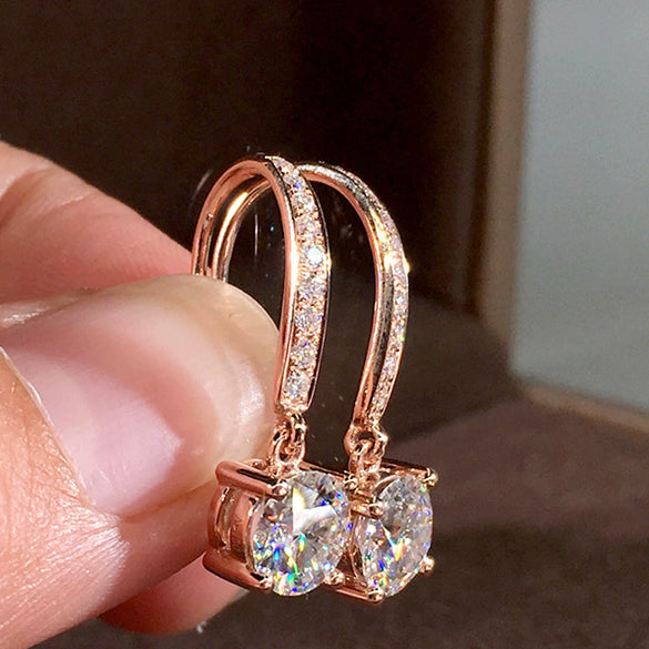 Wholesale Earrings Copper Geometric Four Claw Shining Eight Heart Eight Arrows Zircon Hook For Women