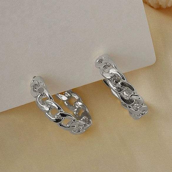 Wholesale Earrings Copper Geometric Hollow Chain Metal Ring Electroplated