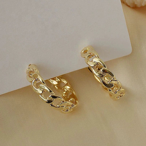 Wholesale Earrings Copper Geometric Hollow Chain Metal Ring Electroplated
