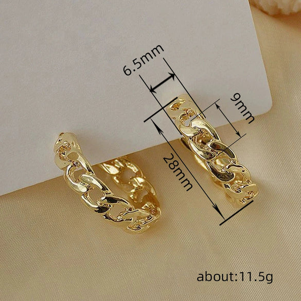 Wholesale Earrings Copper Geometric Hollow Chain Metal Ring Electroplated