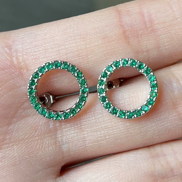 Wholesale Earrings Copper Geometric Hollow Circle Zircon Lovely Style