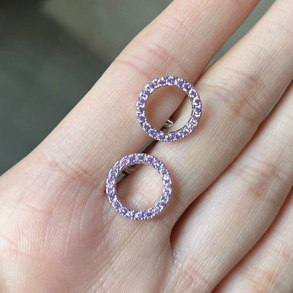 Wholesale Earrings Copper Geometric Hollow Circle Zircon Lovely Style
