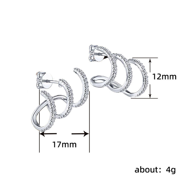 Wholesale Earrings Copper Geometric Inlaid Zircon Unisex Style