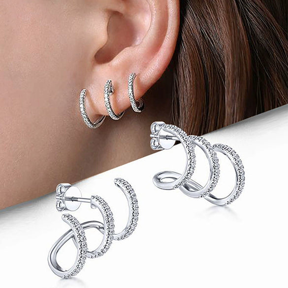 Wholesale Earrings Copper Geometric Inlaid Zircon Unisex Style