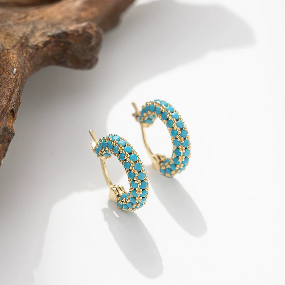 Wholesale Earrings Copper Geometric Inlaid Zircon Unisex
