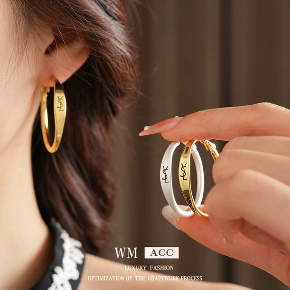 Wholesale Earrings Copper Geometric Letter Electroplated Highend For Women