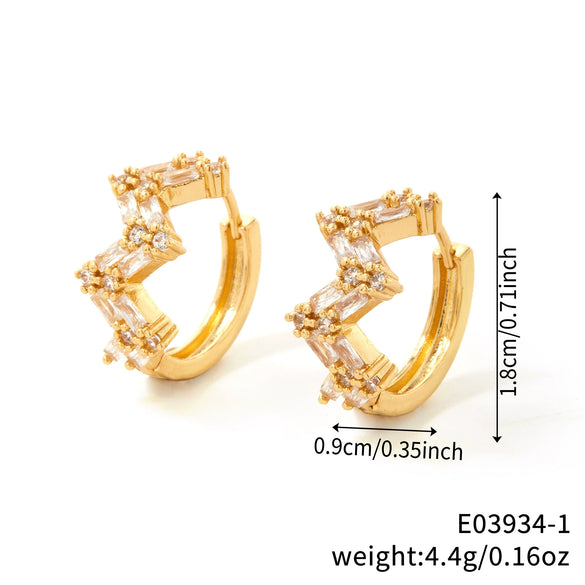 Wholesale Earrings Copper Geometric Microinlaid Zircon Elegant Simple Niche Design Women's