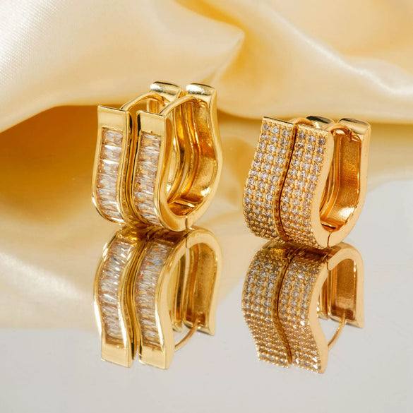 Wholesale Earrings Copper Geometric Microinlaid Zircon Elegant Simple Niche Design Women's