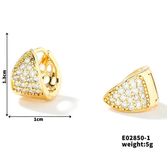 Wholesale Earrings Copper Geometric Microinlaid Zircon Elegant Simple Niche Design Women's