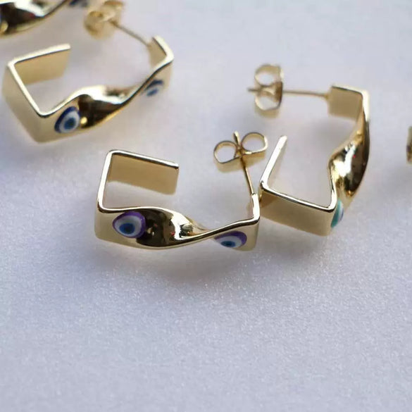 Wholesale Earrings Copper Geometric Oil Dripping Electroplated Jewelry For Women