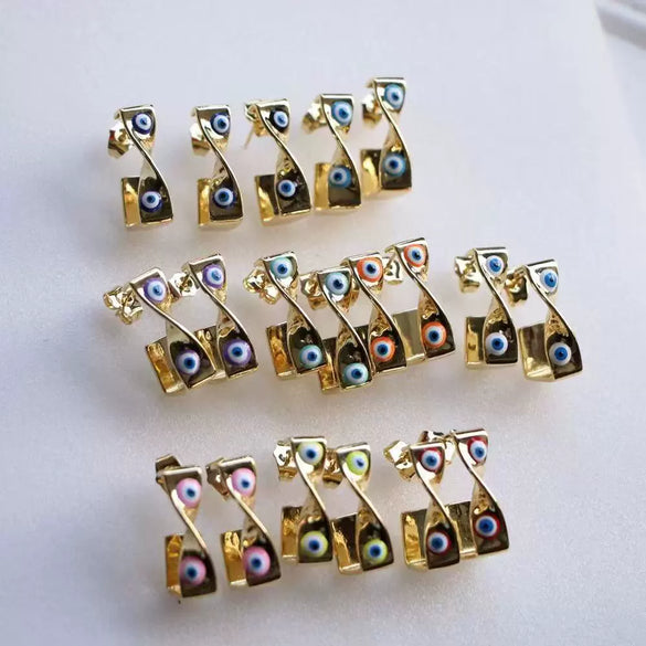 Wholesale Earrings Copper Geometric Oil Dripping Electroplated Jewelry For Women