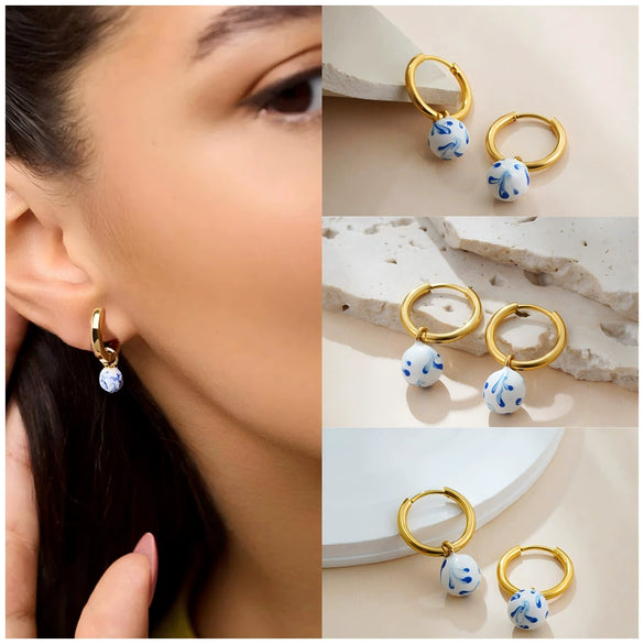 Wholesale Earrings Copper Geometric Oil Drop Enamel Style
