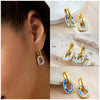 Wholesale Earrings Copper Geometric Oil Drop Enamel Style