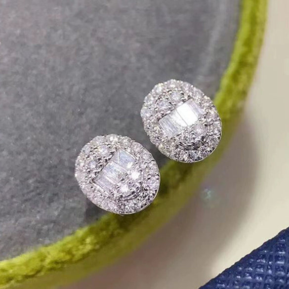 Wholesale Earrings Copper Geometric Oval Zircon Set