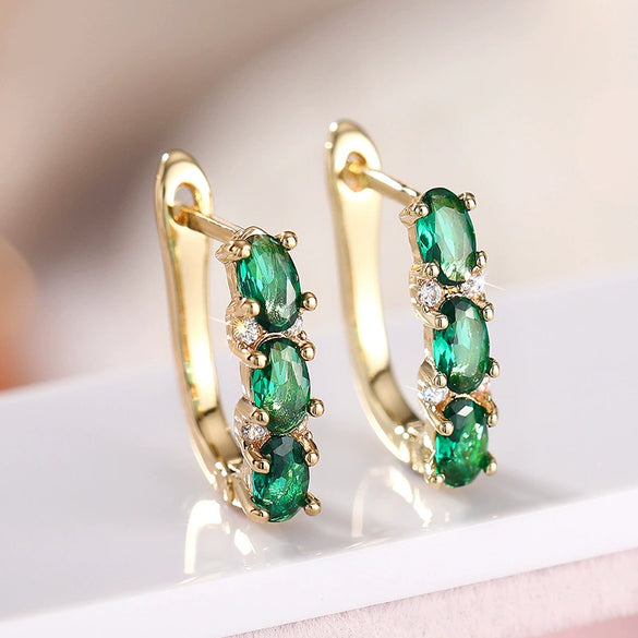 Wholesale Earrings Copper Geometric Palace Style Oval Lady Highend Luxury Ear Buckle