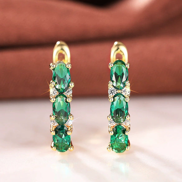 Wholesale Earrings Copper Geometric Palace Style Oval Lady Highend Luxury Ear Buckle