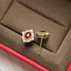 Wholesale Earrings Copper Geometric Retro Imitation Red Corundum Zircon For Women