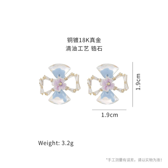 Wholesale Earrings Copper Geometric Retro Oil Painting Style Electroplating For Women