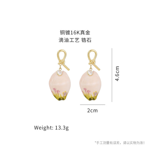 Wholesale Earrings Copper Geometric Retro Oil Painting Style Electroplating For Women