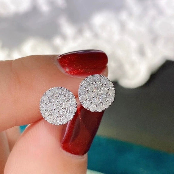Wholesale Earrings Copper Geometric Round Zircon For Women Students