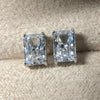 Wholesale Earrings Copper Geometric Square Diamond Zircon Fourclaw Plated White Golden Simple Ear Jewelry