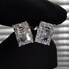 Wholesale Earrings Copper Geometric Square Diamond Zircon Fourclaw Plated White Golden Simple Ear Jewelry