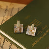 Wholesale Earrings Copper Geometric Square Shell Stitching Retro Style Electroplated