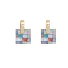 Wholesale Earrings Copper Geometric Square Shell Stitching Retro Style Electroplated