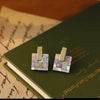 Wholesale Earrings Copper Geometric Square Shell Stitching Retro Style Electroplated