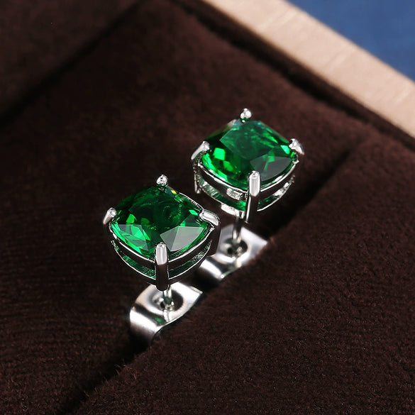 Wholesale Earrings Copper Geometric Square Zircon Women's Jewelry Set With Precious Stones
